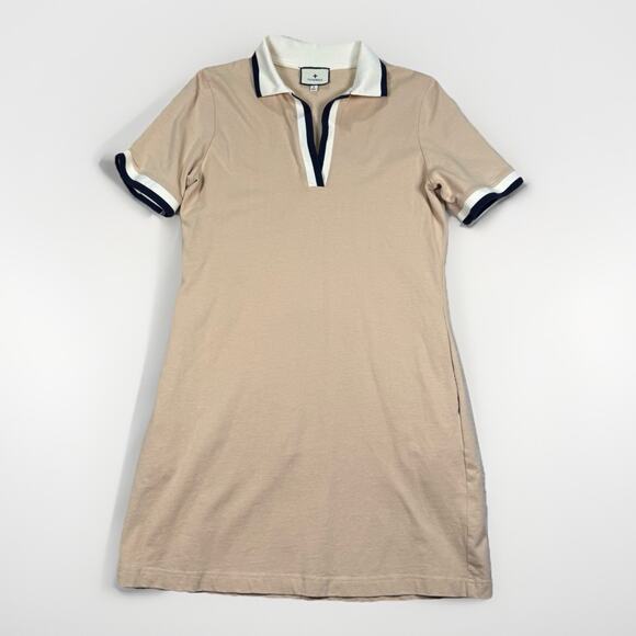 Tuckernuck Hutton Polo Mini Dress Beige Women's Size Small Preppy Pockets - Picture 3 of 10